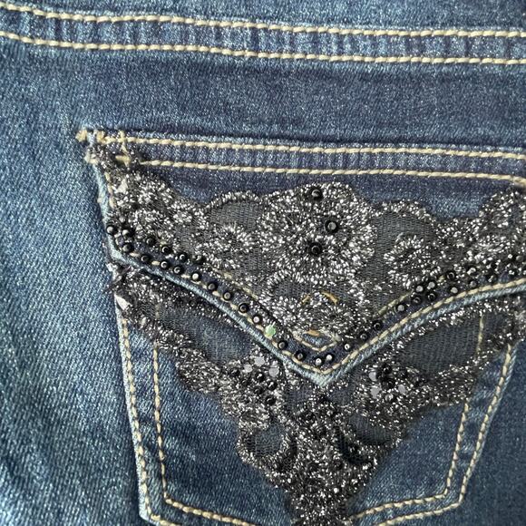y2k grunge streetwear rodeo western cowgirl Rue21 denim shorts sz 5/6 Frey edge - Picture 10 of 12